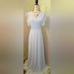 Pink Lily White Wrap Maxie Dress/Sz:Lrg